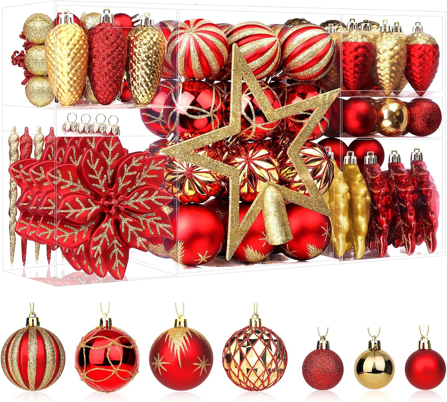 SHareconn 106PCS Christmas Balls Ornaments Set