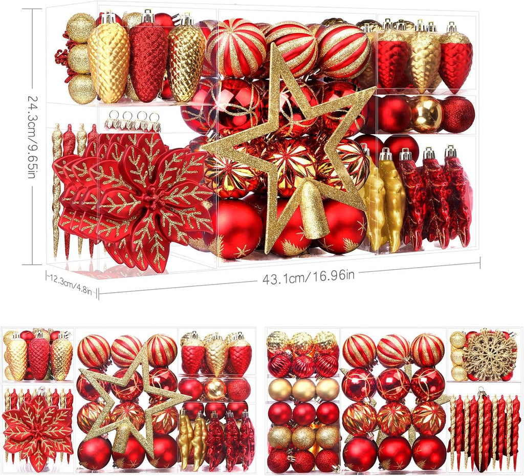 SHareconn 106PCS Christmas Balls Ornaments Set