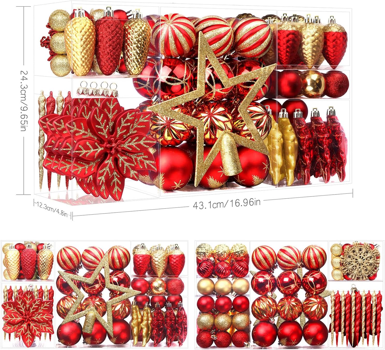 SHareconn 106PCS Christmas Balls Ornaments Set