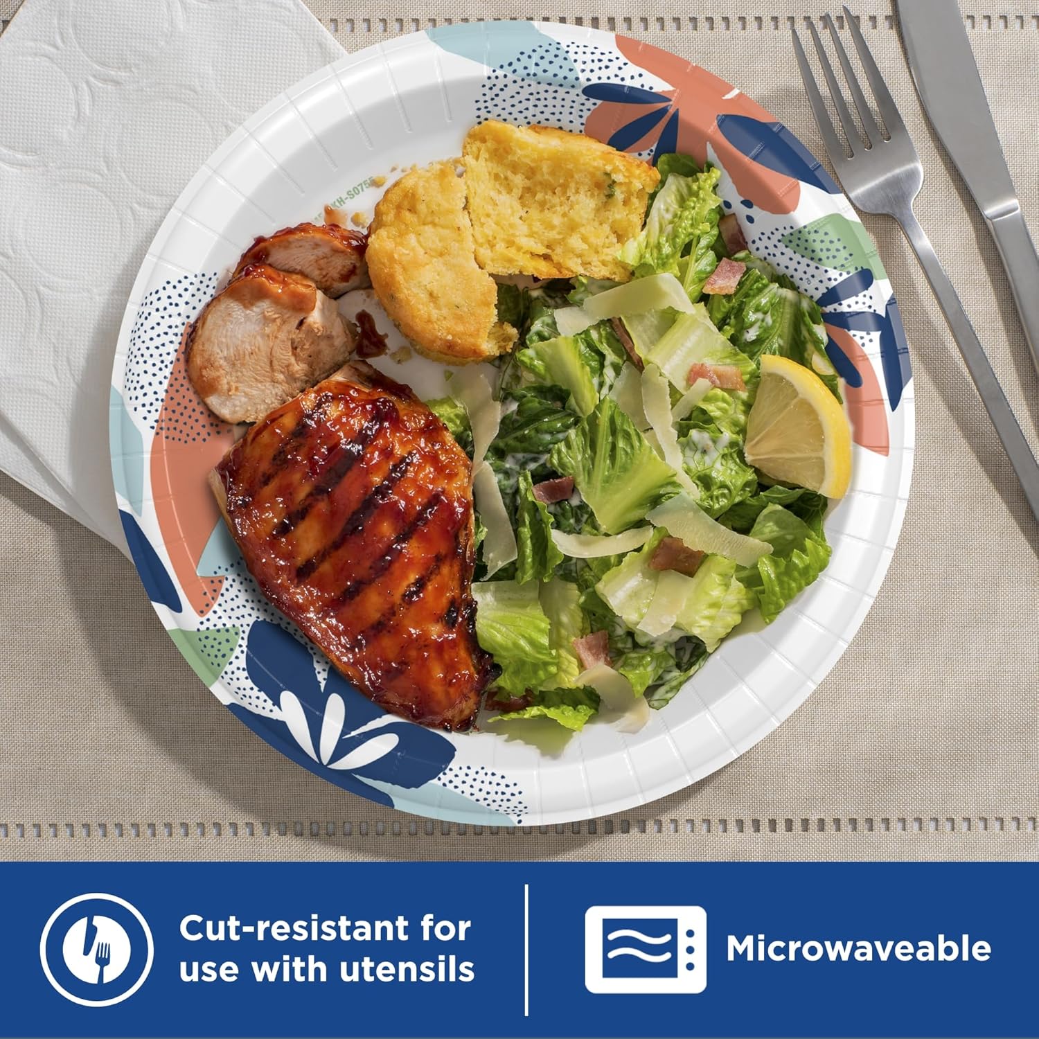 Dixie Large Paper Plates, 10 Inch, 86 Count, 2X Stronger*, Microwave-Safe, Soak-Proof, Cut Resistant, Disposable Plates For Everyday Breakfast, Lunch, & Dinner Meals