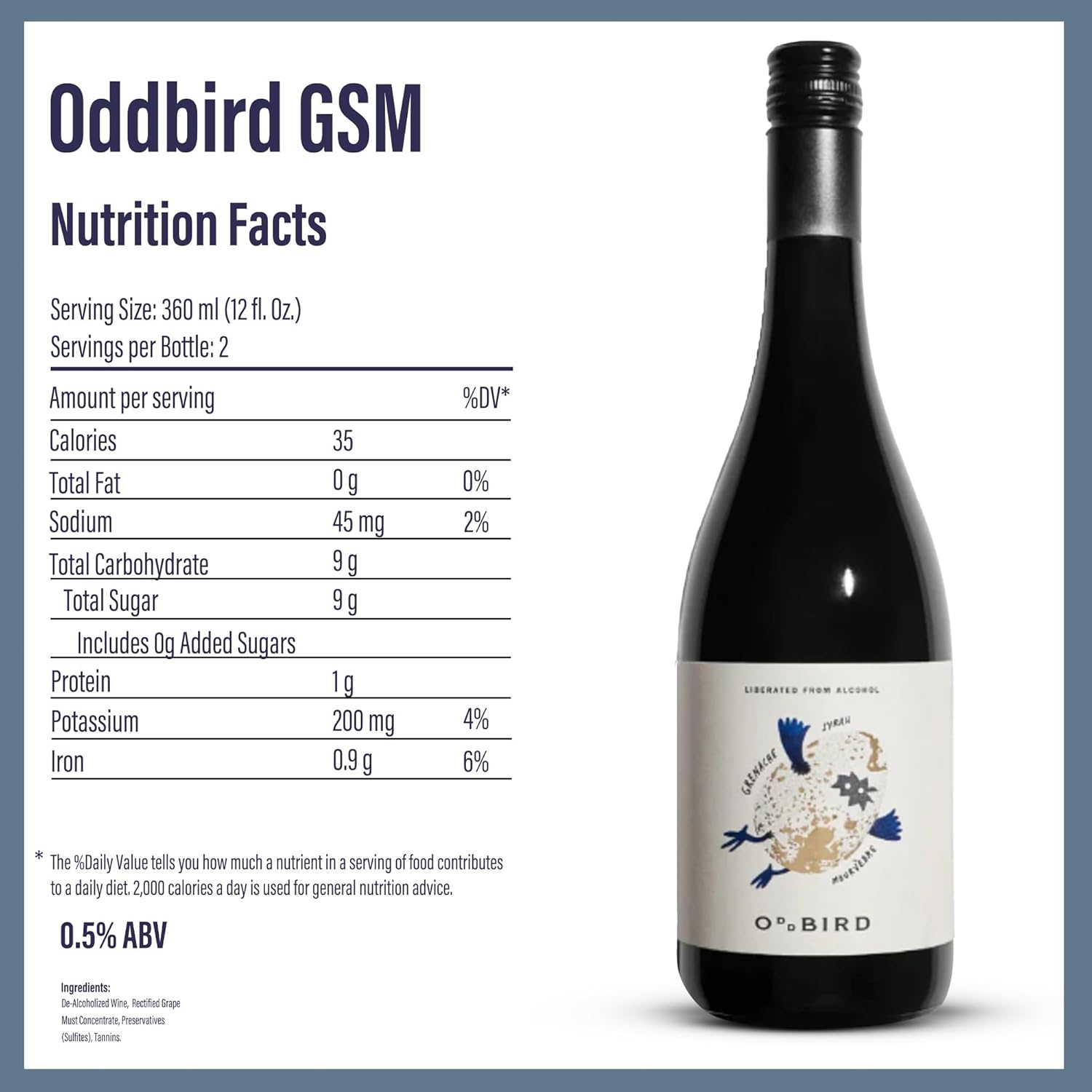 Oddbird GSM Non Alcoholic Red Wine, Gluten Free, Non-Alcoholic Dry Red Wine